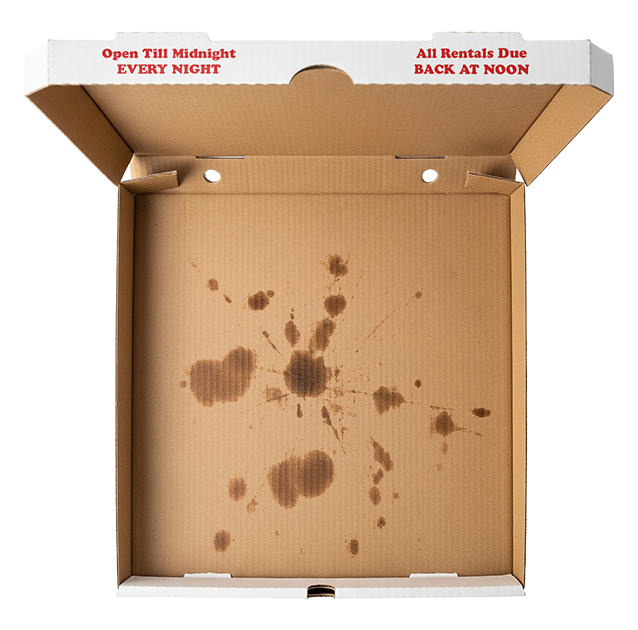 Open Pizza Box with Grease Stains